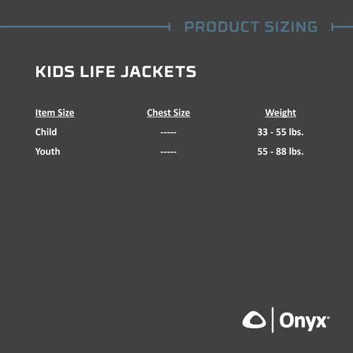 Vista 3 de Onyx Youth Life Jacket – Coast Guard Approved, General Purpose Boating Vest for Kids, Safety Flotation Device