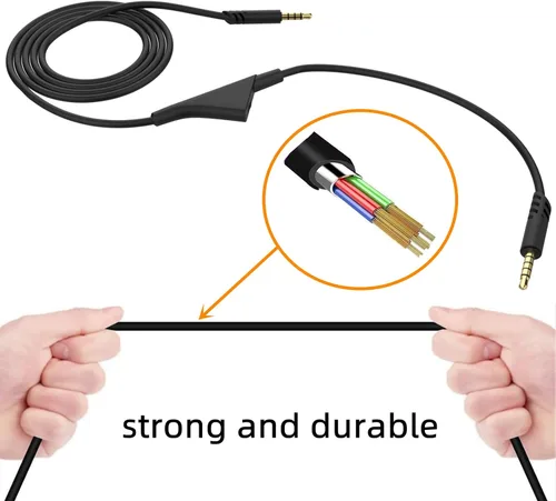 Vista 5 de Cable Astro A10 de repuesto de 6.6 ft con función de control de volumen compatible con A10, auriculares para juegos, AUX de 0.138 in para Xbox One