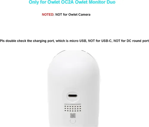 Vista 4 de Cargador micro USB de repuesto para V-Tech, Babysense, Owlet, LBTech, Eufy, VAVA, Moonbaby Baby Monitor Adaptador de corriente de 5 V, cable