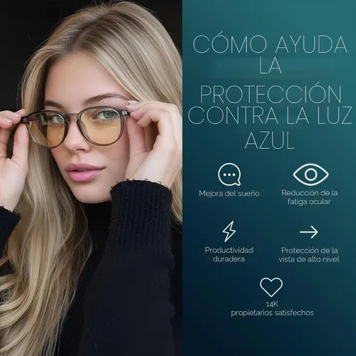 Vista 3 de Lentes de bloqueo de luz azul, lentes antifatiga ocular para juegos, lectura y computadora, gafas cómodas para mujeres y hombres