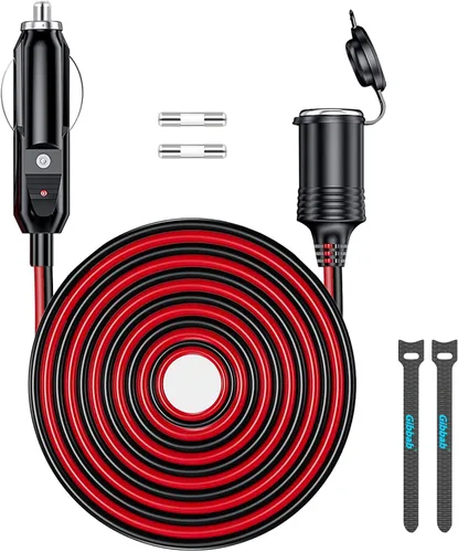 Vista 9 de Cable de extensión de encendedor de cigarrillos resistente de 12V/24V 16AWG de 4.9 pies, adaptador de cable de extensión de enchufe macho a hembra