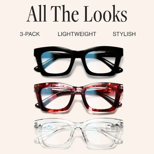 Vista 9 de CCVOO Lentes de lectura elegantes para mujer, anteojos elegantes, lectores de luz azul, tramposos