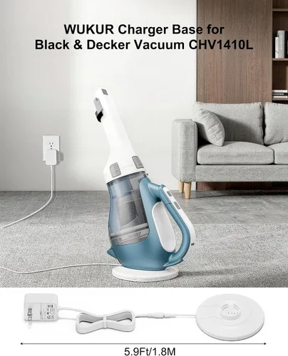 Vista 2 de Base de cargador de 23 V para aspiradora de mano Black and Decker CHV1410L Dustbuster, base de carga certificada ETL con protección de seguridad