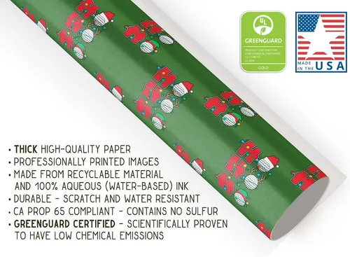 Vista 4 de Bonita pelota de golf Ho para regalo, luces de Navidad, papel de regalo grueso, decoración de fiesta de golfista (rollo de 6 pies x 30 pulgadas)