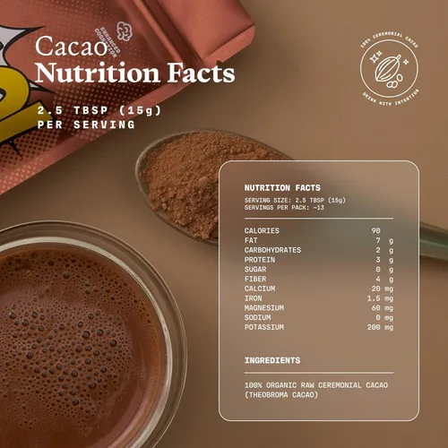 Vista 2 de Ultra Life Sport - Polvo de Cacao Ceremonial - 100% Polvo de Cacao Orgánico Crudo Certificado por USDA - Superalimento que Contiene Teobroma