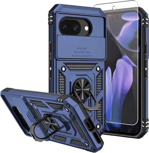 Vista 22 de Funda para Pixel 7a, con protectores de pantalla y funda para cámara, [grado militar] de 16 pies. Funda protectora probada contra caídas con soporte