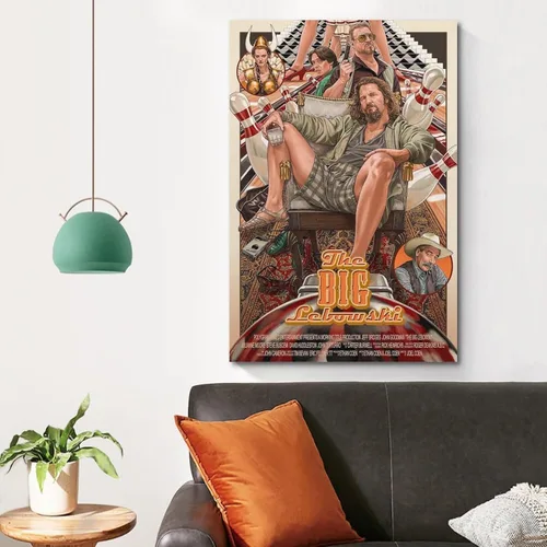 Vista 4 de Póster de lienzo de película The Big Lebowski y póster de álbum de música, pintura de pared, estética, decoración de habitación, 12 x 18 pulgadas