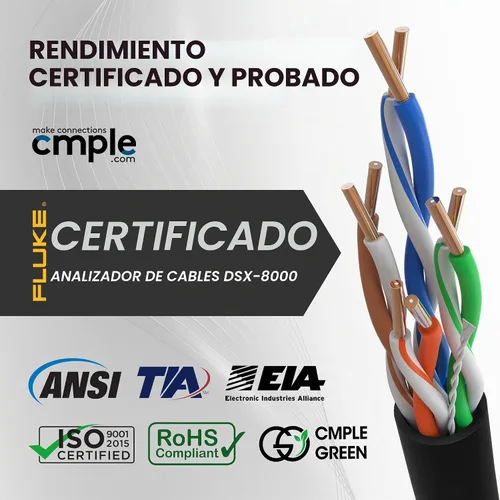 Vista 3 de Cmple - Cable Plenum Cat5e de 1000 pies, CMP, Negro, 350MHz Gigabit Ethernet Red Sólida Internet Bulk UTP