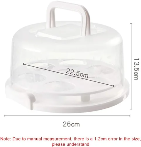 Vista 2 de TOPINCN Funda portadora de tartas, portador portátil para cupcakes con tapa y asa, recipiente redondo para tartas, bandeja del desierto, caja