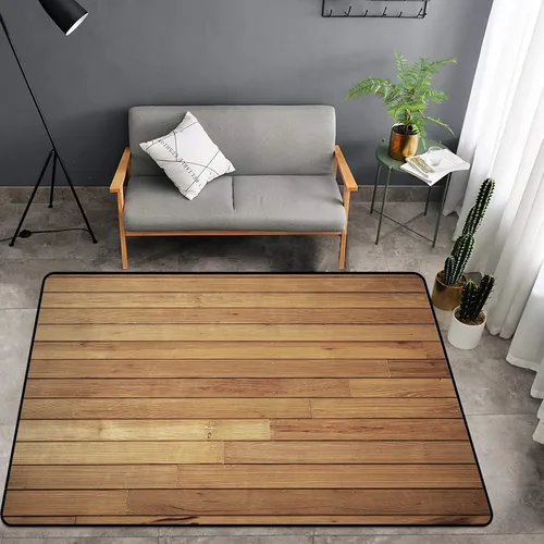Vista 9 de Tapete de esponja lavable para dormitorio de niños y niñas, panel de madera marrón, decoración rústica de pared con textura de pared, alfombra