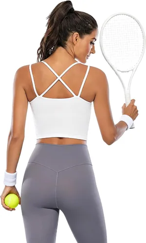 Vista 2 de Vorcy Brasier deportivo con relleno para mujer, camiseta corta con brasier integrado