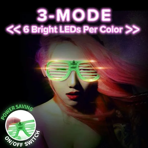 Vista 3 de M.best 4 Pack LED Glasses 4 Colors Light Up Glasses Glow In The Dark Party Supplies Favor for Kids Adult Birthday,Raves,Halloween,Christmas, New Year