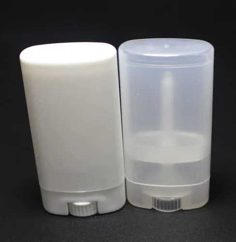 Vista 2 de 10 unidades de plástico vacíos de 15 g/0.5 oz tamaño de viaje transparente ovalado tubo de bálsamo labial desodorante tubo de 0.5 fl oz tubo