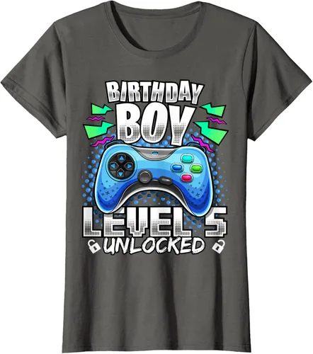 Vista 6 de Camiseta para niños con diseño de videojuegos desbloqueados de nivel 5 Negro