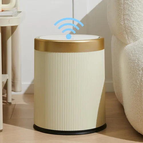 Vista 9 de URALFA Cubo de basura automático con sensor de movimiento para baño con tapa, cubo de basura sin contacto, cubo de basura inteligente a prueba