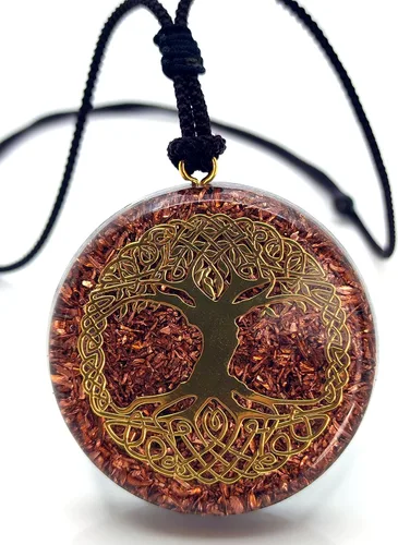 Vista 13 de Collar con Colgante Reversible de Orgón de Geometría Sagrada GRANDE 2.25 pulgadas 10.7cm