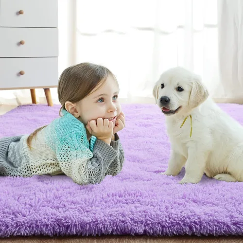 Vista 24 de Softlife Alfombra naranja para dormitorio, alfombra de felpa esponjosa para sala de estar para niñas, alfombra lanuda para niños, alfombra suave