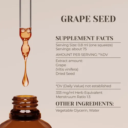 Vista 3 de Extracto de tintura natural sin alcohol de semilla de uva, refuerzo del sistema inmunológico, gotas líquidas hechas de 100% semillas secas de uva
