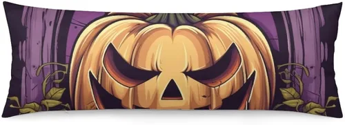 Vista 14 de Funda de almohada de cuerpo con diseño de bruja y escoba de Halloween, funda de almohada larga con cremallera, rectangular, suave, grande, funda