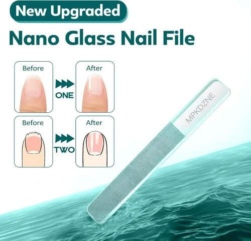 Vista 6 de Pro 5 en 1 Juego de cortaúñas para hombres y mujeres. Kit de manicura de acero inoxidable ultra afilado con recortador en ángulo en estuche de cuero