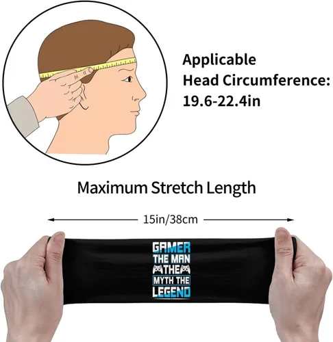 Vista 7 de Gamer The Man The Myth The Legend Headband for Men Women Sports Sweatband for Fitness Exercise Moisture Wicking Running Yoga Hairbands