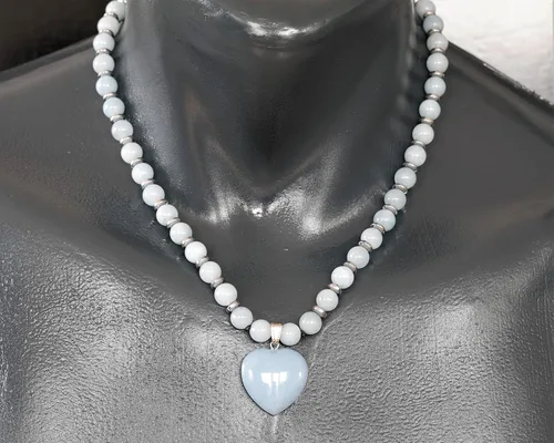 Vista 50 de Colgante de corazón de aventurina natural, Collar de cuentas de aventurina genuina, Collar de piedra verde, Collar de piedras preciosas, Cuentas