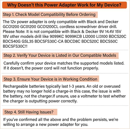 Vista 4 de Cargador de taladro de 12 V para taladro inalámbrico Black Decker GCO1200 Power Cord AC Adapter Replacement Fit for Black & Decker BD GCO1200