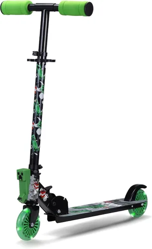 Vista 11 de Monopatín de 2 ruedas con ruedas que se iluminan – Plegable, plataforma antideslizante, cómodo y suave para andar TMNT
