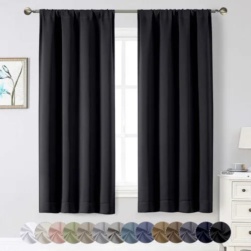 Vista 54 de Cortinas opacas para dormitorio, sala de estar, juego de 2 paneles de 54 pulgadas de largo, cortinas de oscurecimiento de habitación con aislamiento