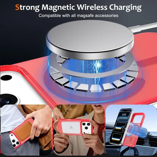 Vista 766 de Anuck - Funda magnética para iPhone 11 compatible con MagSafe, carcasa trasera mate translúcida dura, borde de TPU, delgada, resistente a impactos