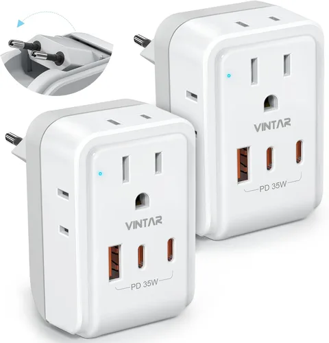 Vista 11 de VINTAR Adaptador tipo M para Sudáfrica, paquete de 2 enchufes plegables