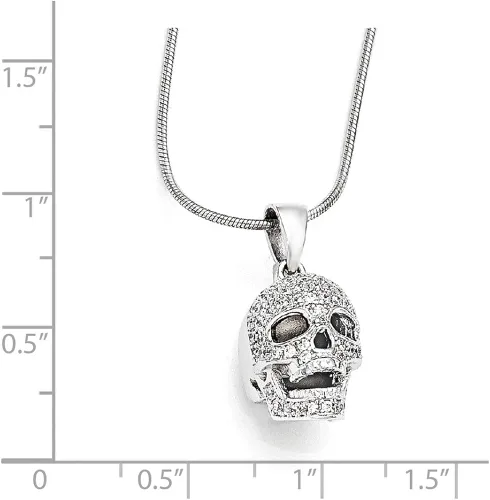 Vista 4 de Sonia Jewels Collar con dije de calavera de circonita cúbica de plata de ley 925