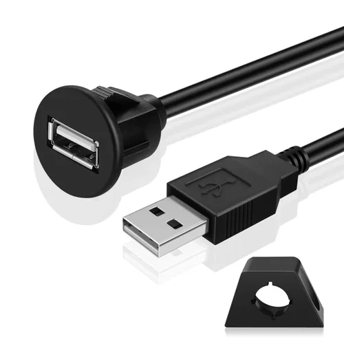 Vista 9 de TNP - Cable de montaje empotrado USB – Panel de salpicadero de 2 puertos, enchufe USB doble, conector de enchufe USB, cable de extensión impermeable