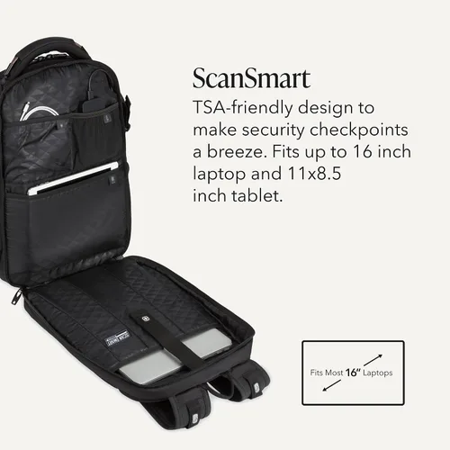 Vista 3 de SwissGear 5358 USB ScanSmart Mochila para Portátil de 16", Negro, Grande