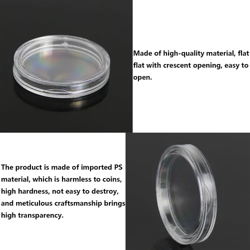 Vista 5 de 200 unidades de 0.827 in de monedas, estuche transparente redondo protector de monedas para la colección de soportes de monedas