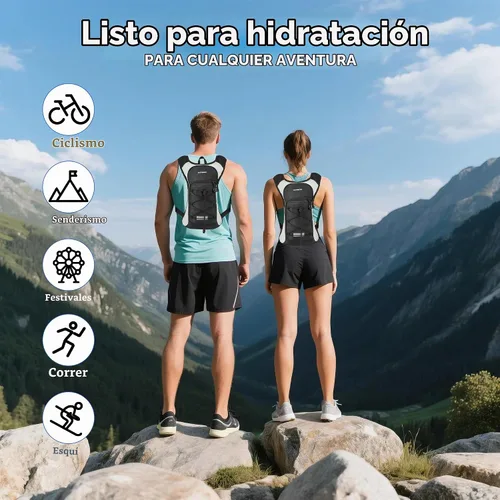 Vista 7 de OUTSKIRT Hydration Backpack with 2L Water Bladder, Lightweight and Breathable Running Hydration Pack, Water Backpack for Hiking, Cycling, Trail