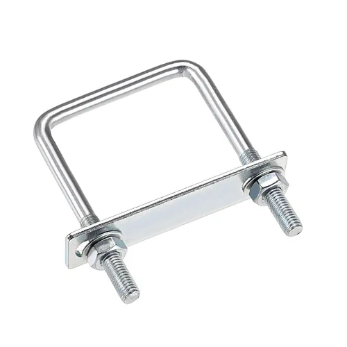 Vista 5 de uxcell Pernos cuadrados en U de 1 "(25 mm) de ancho interior de acero al carbono M8 con tuercas, placa de marco, arandelas redondas