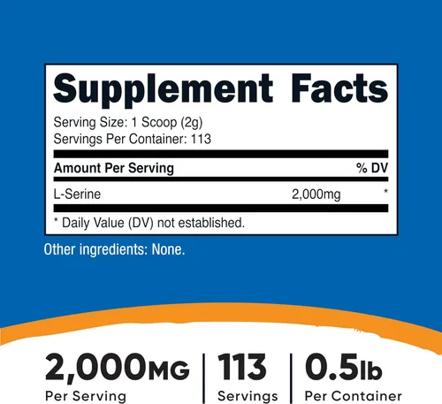 Vista 2 de Nutricost L-Serine en polvo, 113 porciones (0.5 libras) - 2,000 mg por porción - Sin OMG, sin gluten