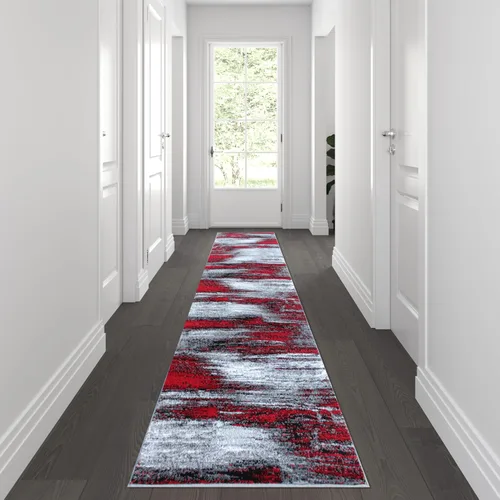 Vista 31 de Flash Furniture Rylan Collection - Alfombra contemporánea de olefinas azules, de pelo alto, 2 x 10 pies, respaldo de yute, pasillo, entrada