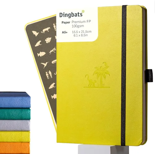 Vista 18 de Dingbats* Cuaderno de Escritura con Líneas de Vida Silvestre A5 - Tapa Dura de Cuero Vegano - Ideal para Trabajo, Viajes - Bolsillo, Cierre Elástico