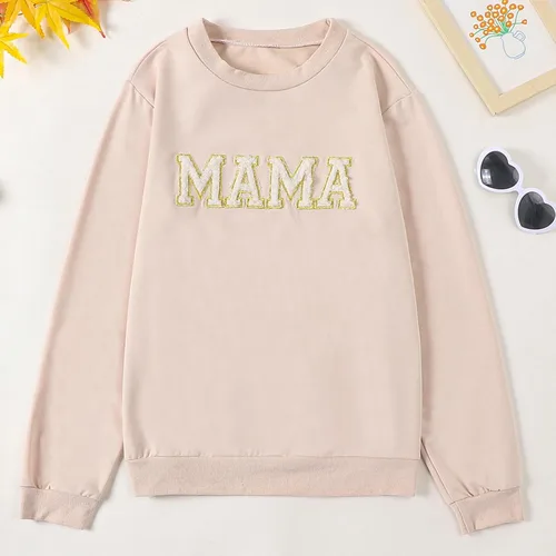 Vista 3 de Winioder Mommy and Me - Conjunto a juego con estampado de letras y cuello redondo, sudadera de manga larga para bebé