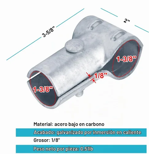 Vista 2 de Paquete de 8 abrazaderas de riel extremo T de 1-3/8 pulgadas