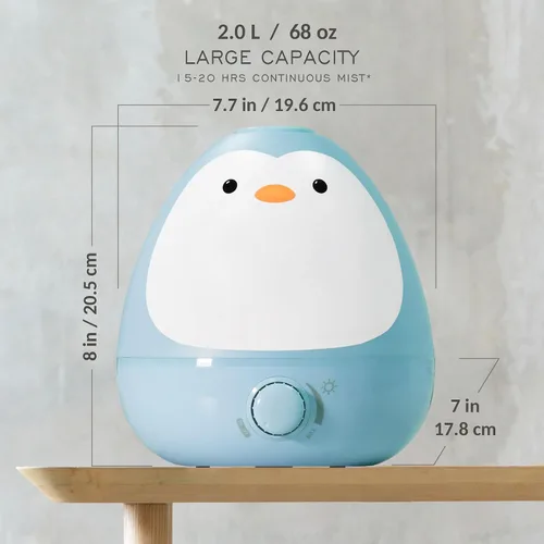 Vista 3 de Earnest Living Humidificador de niebla fría 3 en 1 para bebé con difusor de aceite esencial + luz nocturna, humidificador sin bisfenol A sin