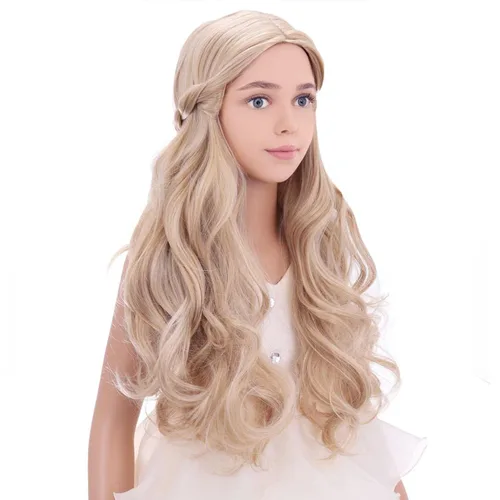 Vista 64 de PATTNIUM Peluca larga y ondulada rubia oscura para niños y niñas, peluca Rubio ceniza
