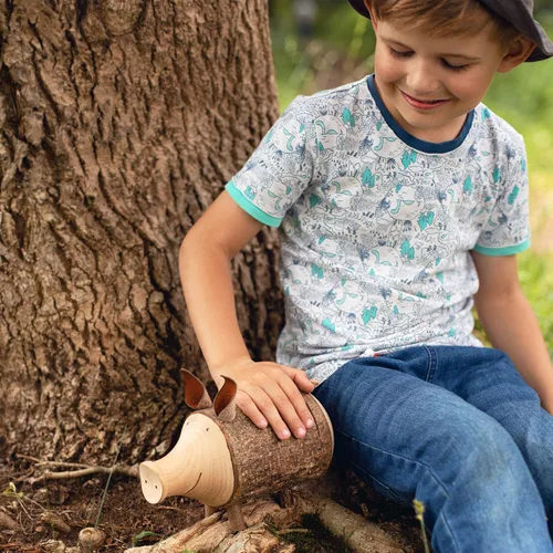 Vista 4 de Forest Decor Alcancías de madera – Adorable figura de cerdo para niñas y niños – Caja de dinero de ahorro de madera para adultos – Bonita decoración