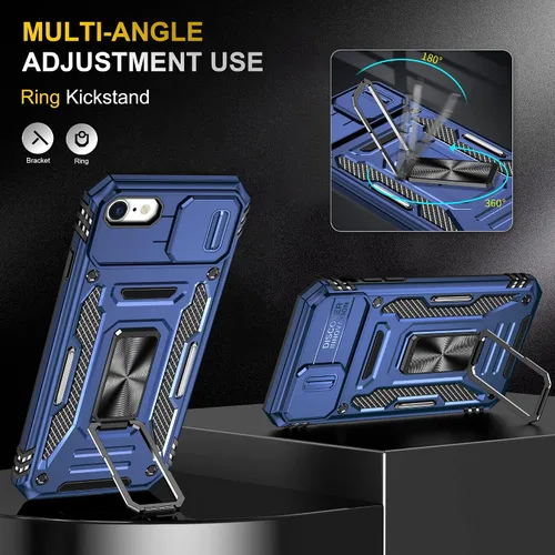 Vista 3 de Asuwish Funda de teléfono para iPhone 7plus 8plus 7/8 Plus con protector de pantalla de vidrio templado y cubierta deslizante para cámara