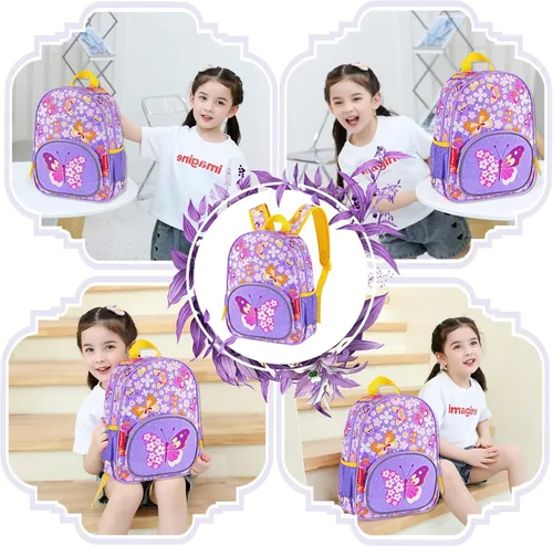 Vista 2 de Daaupus Juego de paraguas para niños con diseño de mariposas moradas