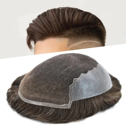 Vista 57 de Mens Toupee Human Hair Replacement System Swiss Lace Toupee For Men Hair Piece Protesis Capilar Mens Hairpiece 5X7#1 Jet Black 120% Density