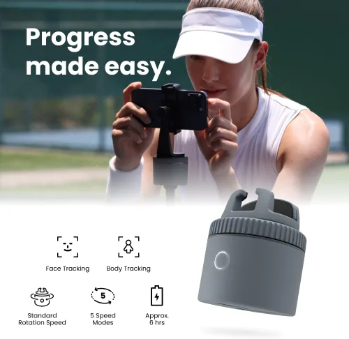 Vista 3 de Pivo Sports Pack - Soporte para teléfono de seguimiento automático, rotación de 360° para entrenamiento deportivo, deportes de raqueta, tenis