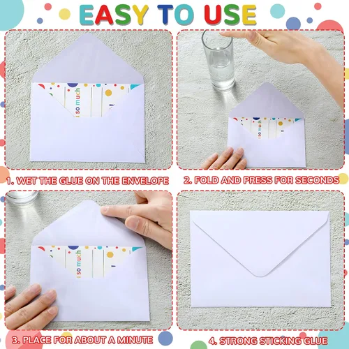 Vista 4 de Sherr 200 tarjetas de agradecimiento para niños con sobres, con notas de agradecimiento en blanco, arco iris, fiesta de cumpleaños, postal
